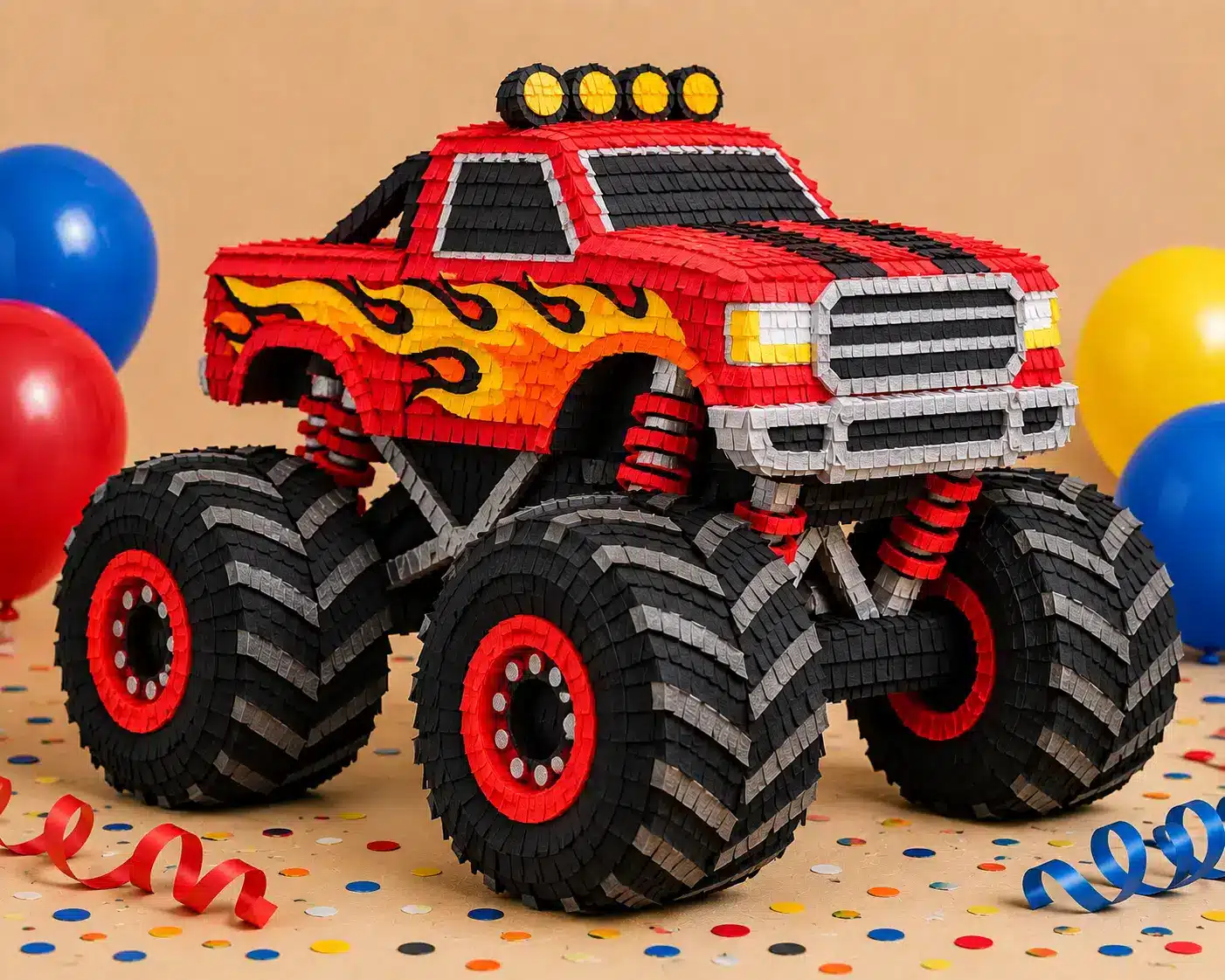 Colorful monster truck piñata concept