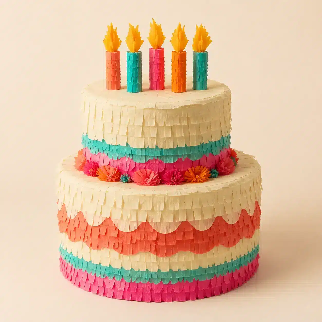 Colorful birthday cake piñata concept